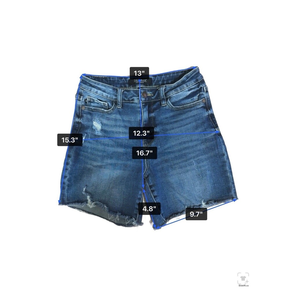 Judy Blue Distressed Cutoff Denim Shorts Raw Hem Stretch Size Small Mid-Rise - Picture 7 of 7